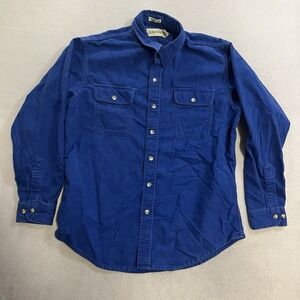 Vintage St Johns Bay Shirt Men's Large Blue Chamois Cloth Made in USA Button Up